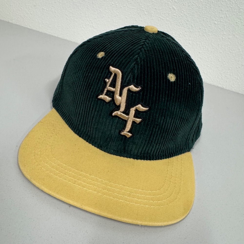 Linda Finegold Snapback Hat‎ Mens OS Green Yellow Excellent Corduroy ALF Cap